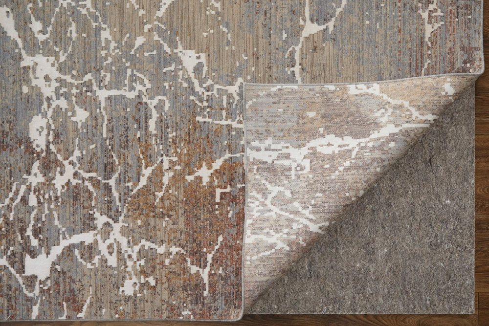 2' X 3' Taupe Brown and Ivory Abstract Power Loom Area Rug