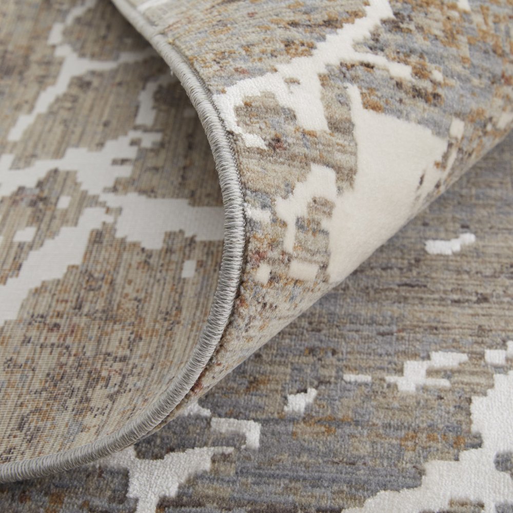 2' X 3' Taupe Brown and Ivory Abstract Power Loom Area Rug