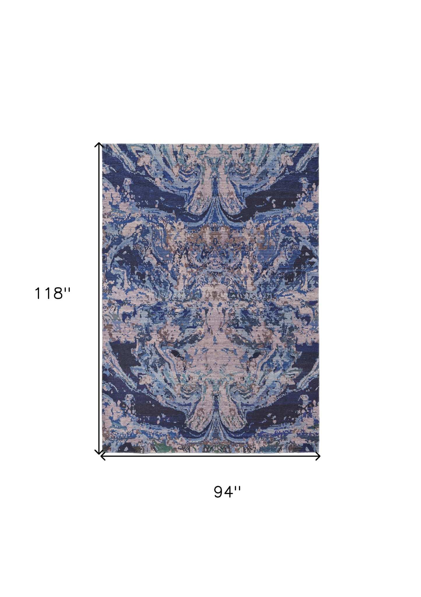 5' X 8' Blue Pink and Tan Abstract Power Loom Washable Area Rug