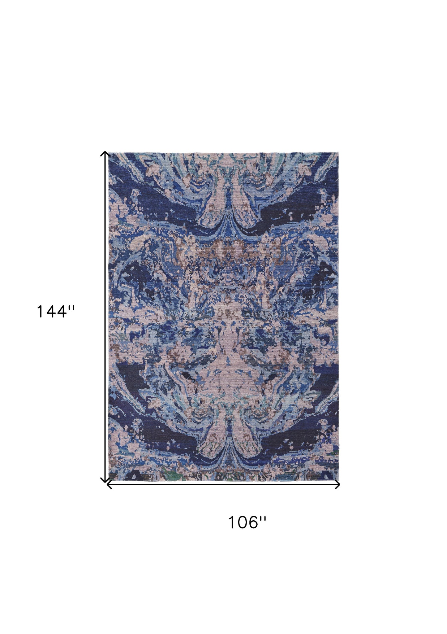 5' X 8' Blue Pink and Tan Abstract Power Loom Washable Area Rug