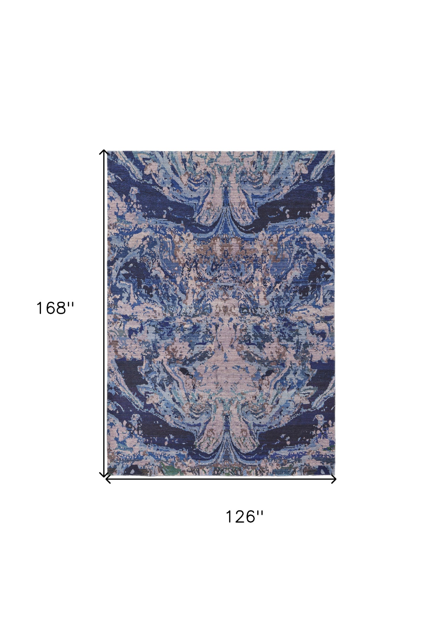 5' X 8' Blue Pink and Tan Abstract Power Loom Washable Area Rug