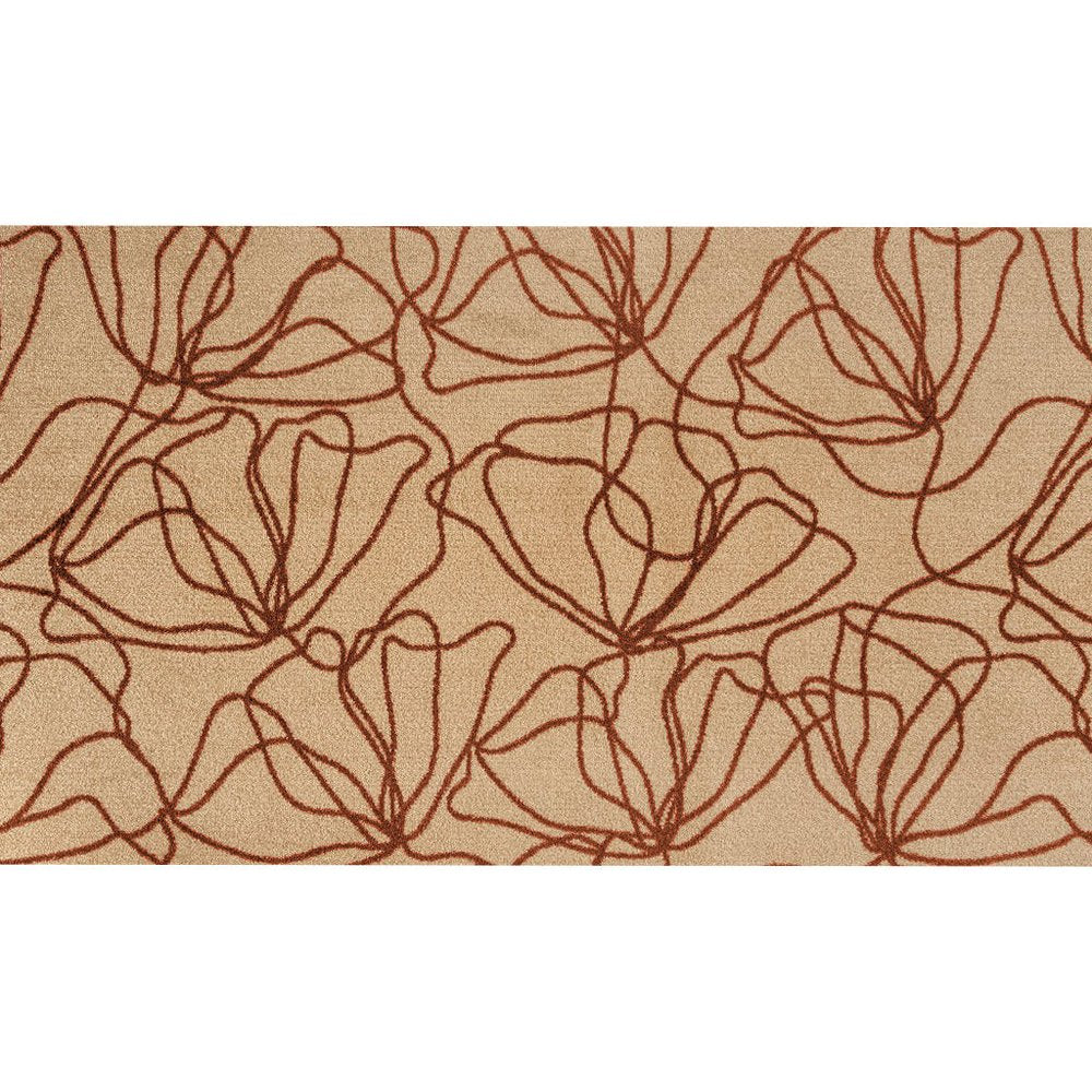 2' X 4' Beige And Bronze Floral Washable Area Rug With UV Protection