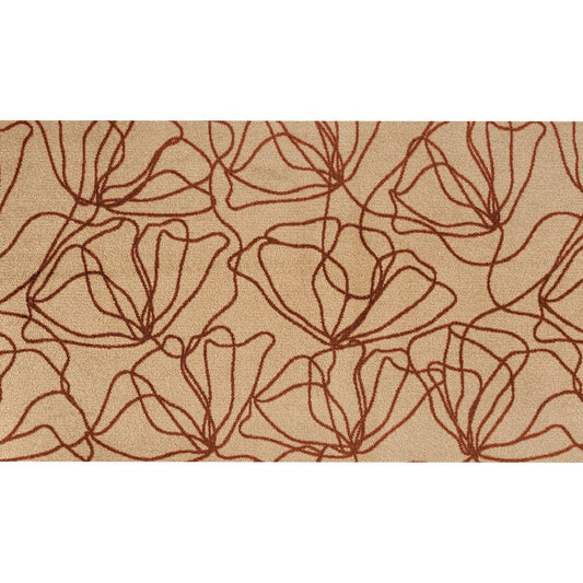 2' X 4' Beige And Bronze Floral Washable Area Rug With UV Protection