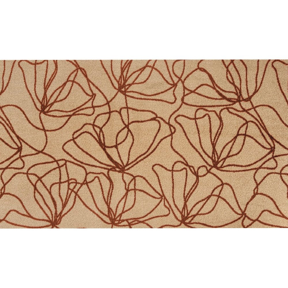 2' X 4' Beige And Bronze Floral Washable Area Rug With UV Protection