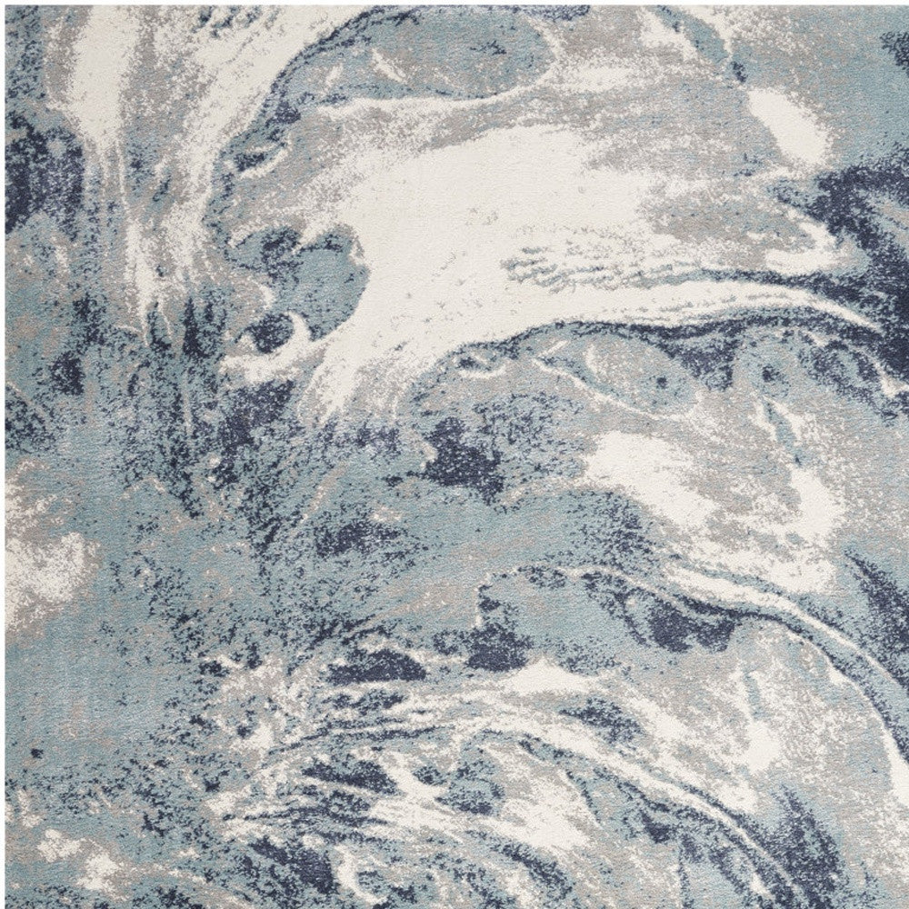 4' X 6' Blue Abstract Power Loom Area Rug