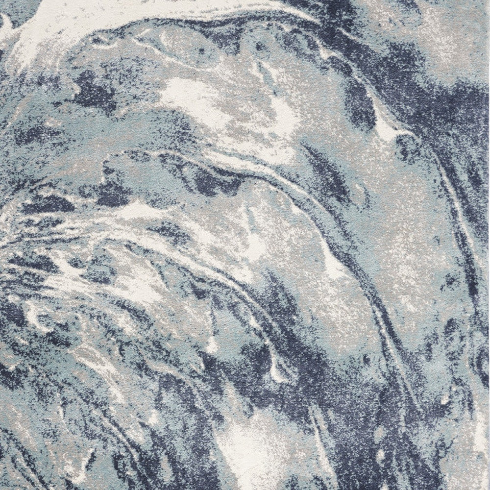 4' X 6' Blue Abstract Power Loom Area Rug