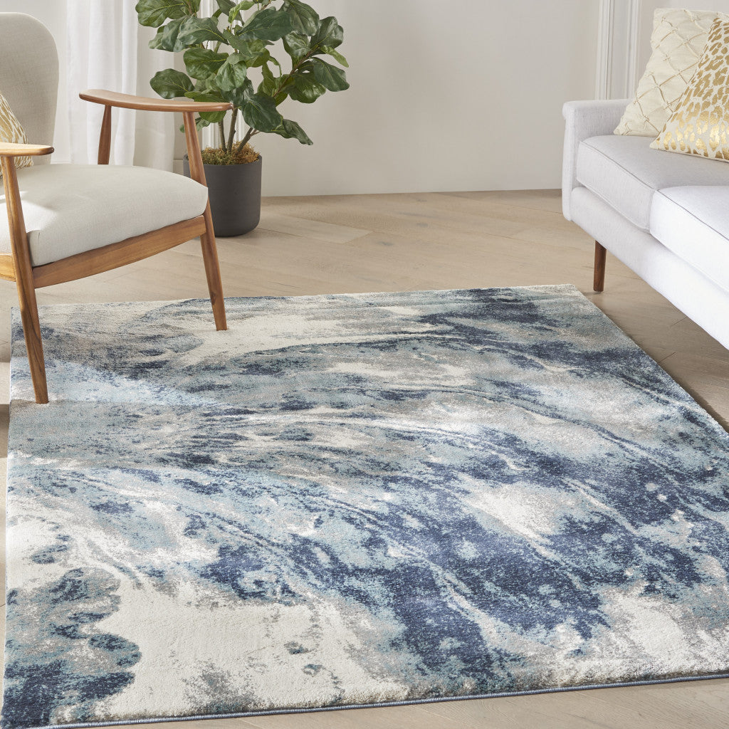 4' X 6' Blue Abstract Power Loom Area Rug