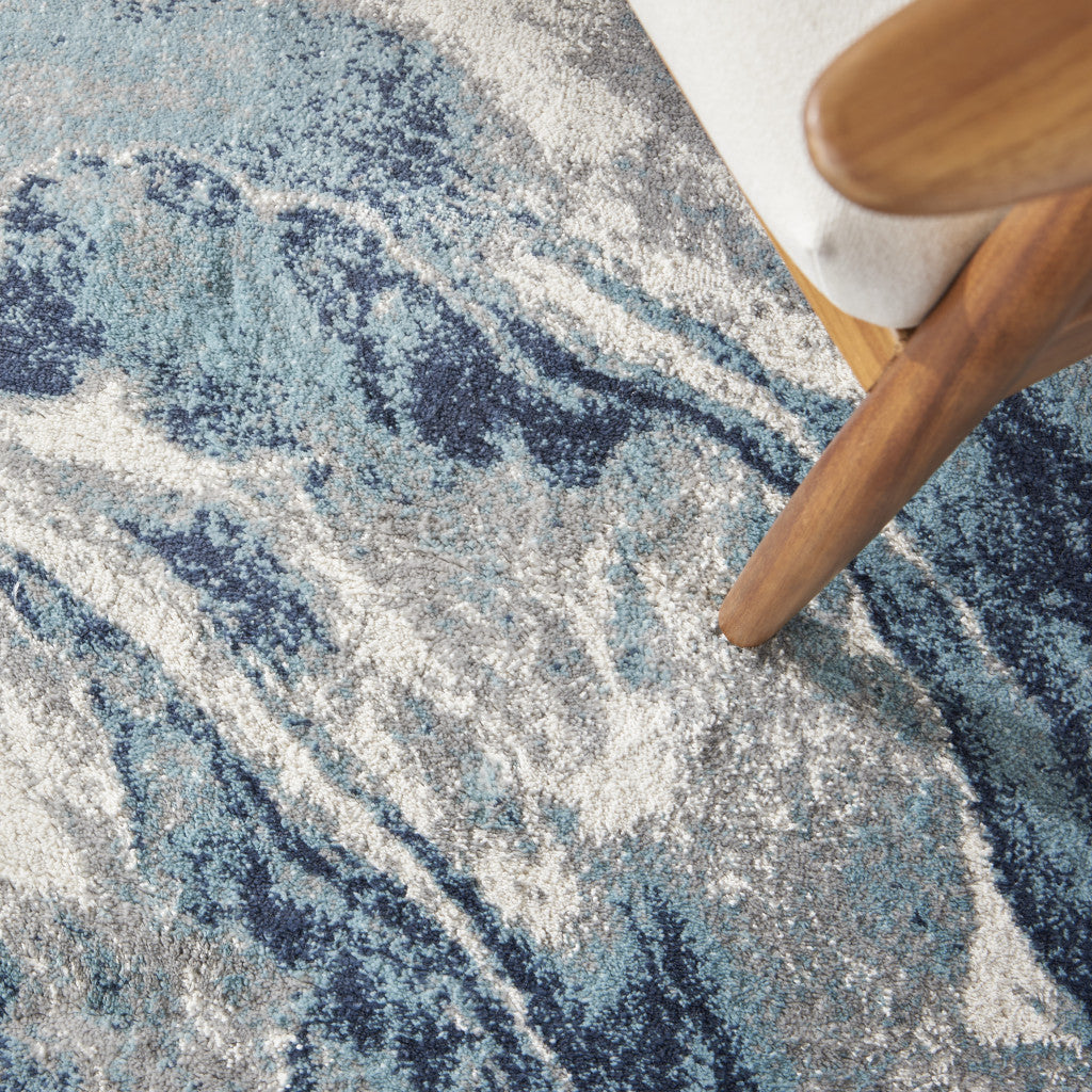 4' X 6' Blue Abstract Power Loom Area Rug