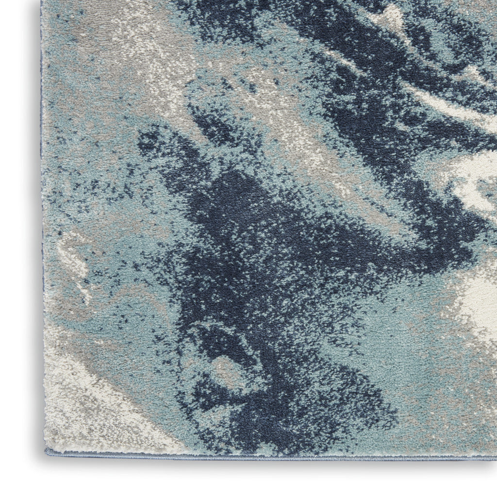 4' X 6' Blue Abstract Power Loom Area Rug