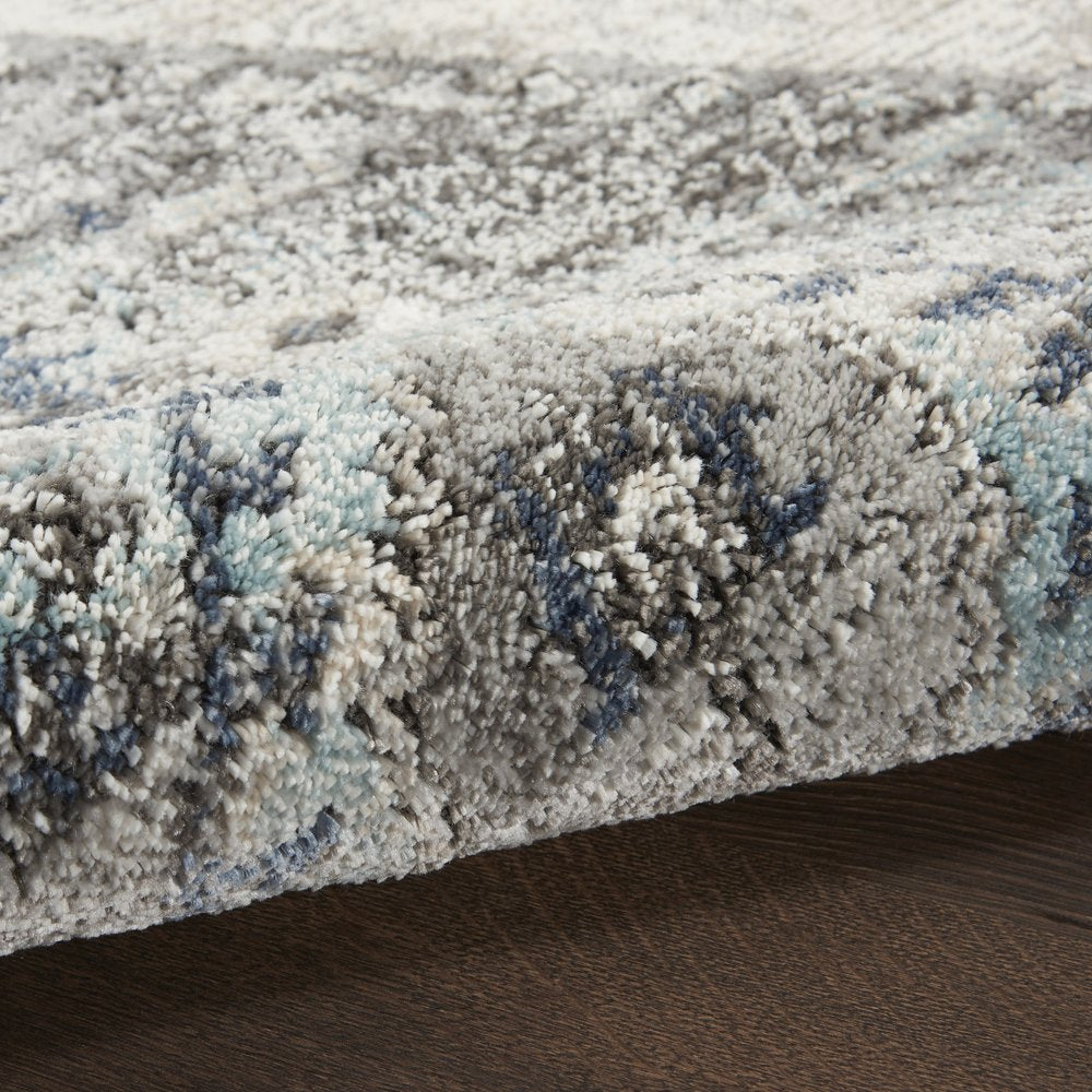 4' X 6' Gray Floral Power Loom Distressed Area Rug