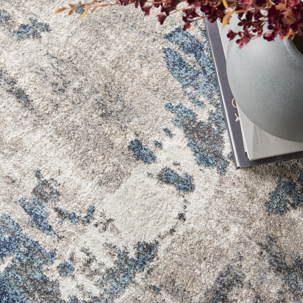 4' X 6' Blue Abstract Power Loom Area Rug