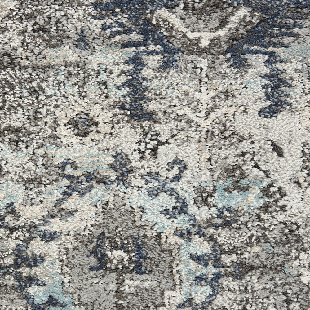 5' X 7' Gray Floral Power Loom Distressed Area Rug