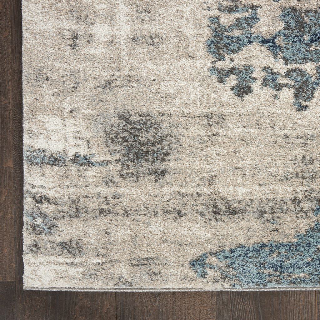 5' X 7' Blue Abstract Power Loom Area Rug