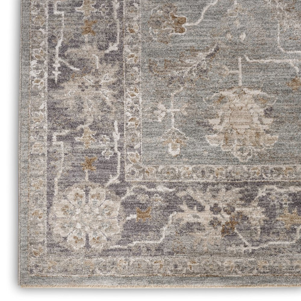 10' Blue Floral Power Loom Distressed Runner Rug