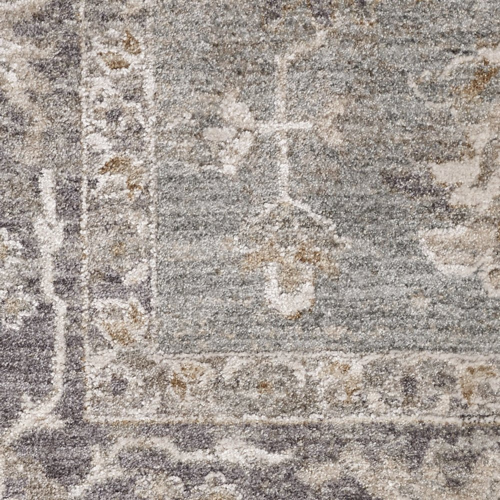 4' X 6' Blue Floral Power Loom Distressed Area Rug