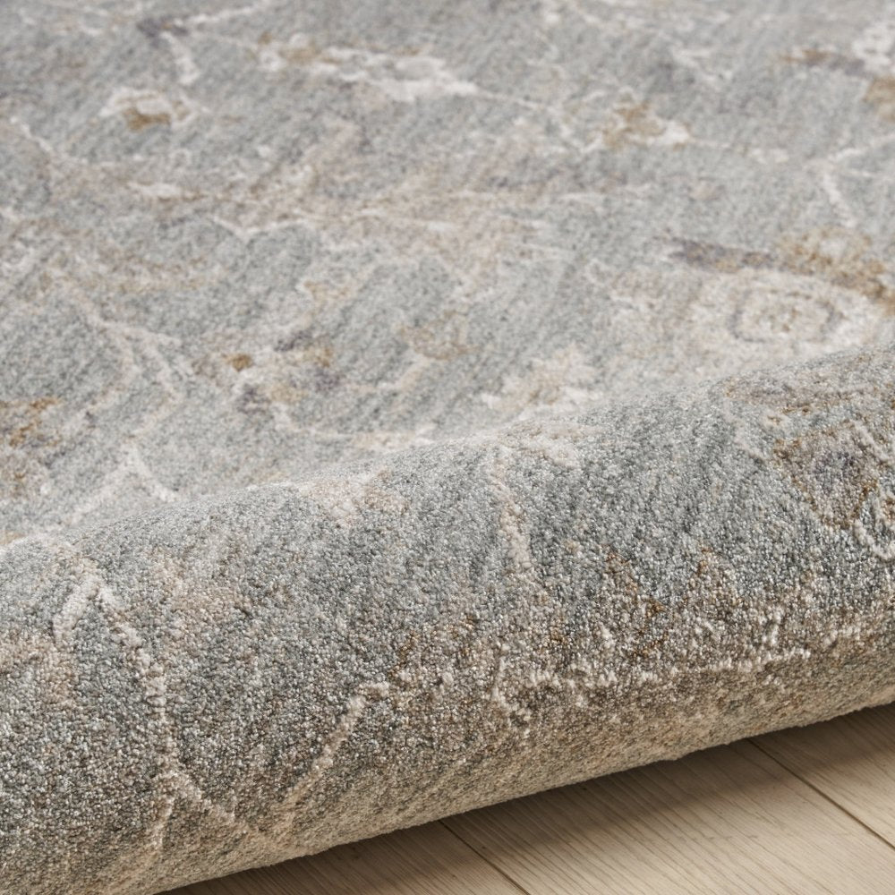 4' X 6' Blue Floral Power Loom Distressed Area Rug