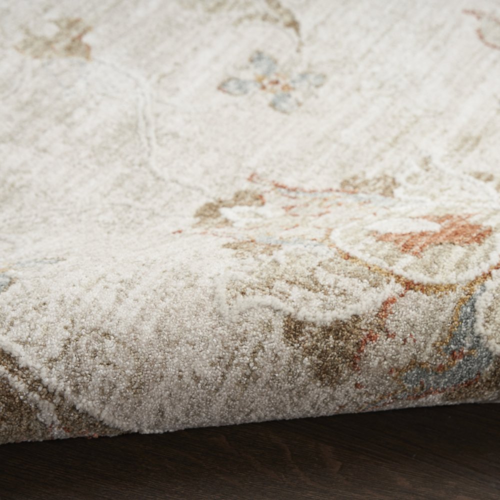 4' X 6' Ivory Floral Power Loom Distressed Area Rug