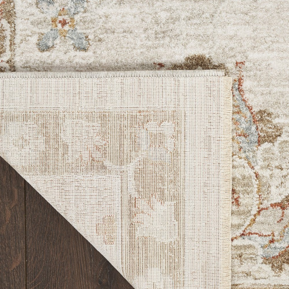 4' X 6' Ivory Floral Power Loom Distressed Area Rug