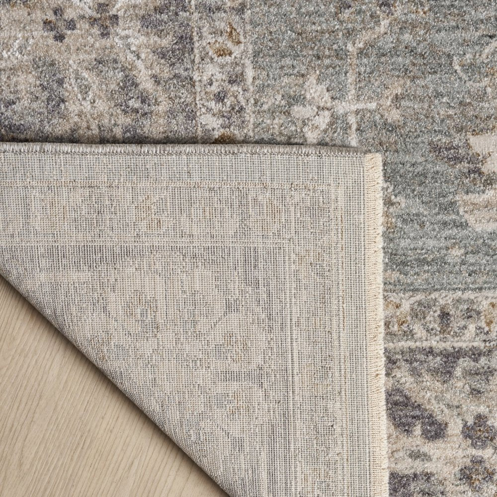 5' X 8' Blue Floral Power Loom Distressed Area Rug