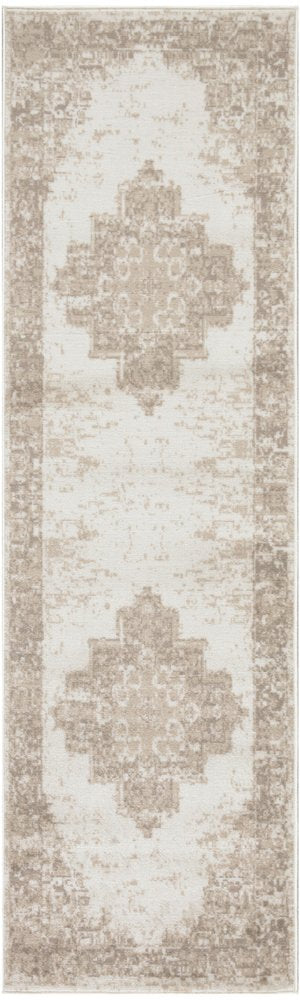 10' Ivory Floral Power Loom Runner Rug