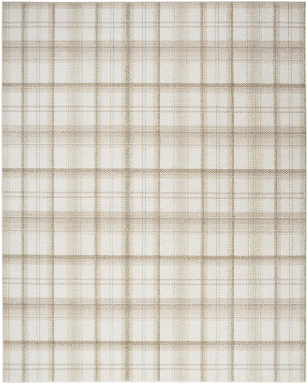 4' X 6' Ivory Plaid Power Loom Area Rug