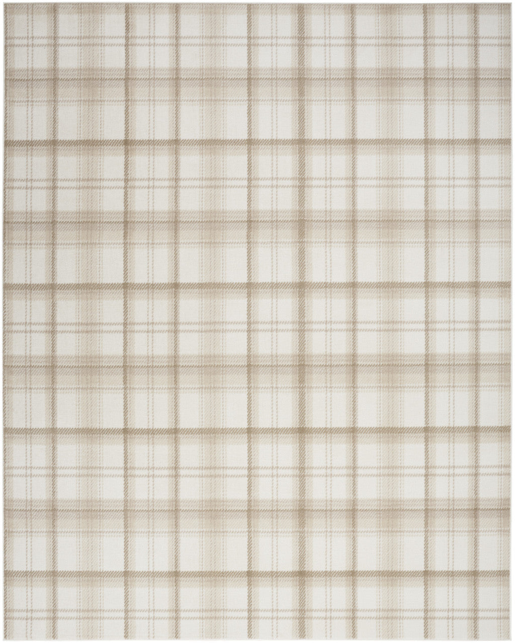 4' X 6' Ivory Plaid Power Loom Area Rug