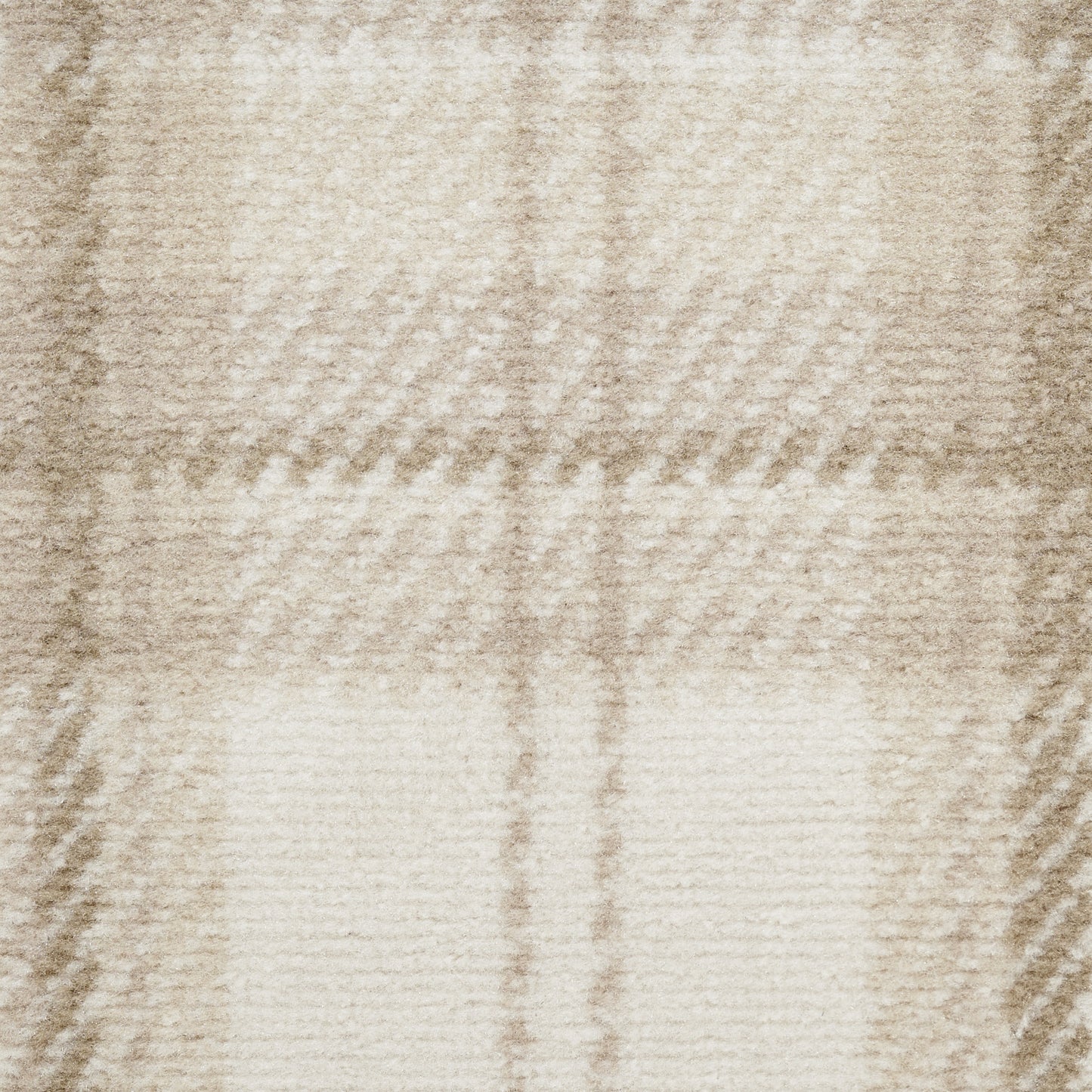 4' X 6' Ivory Plaid Power Loom Area Rug