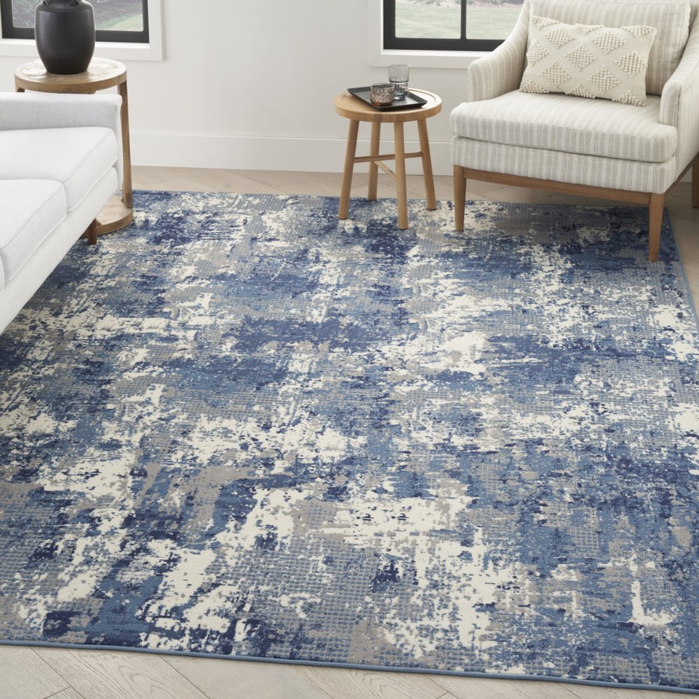 4' X 6' Blue Abstract Power Loom Area Rug