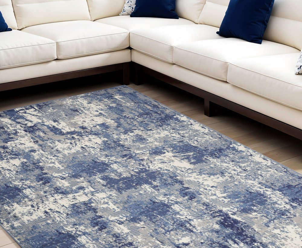 6' X 9' Blue Abstract Power Loom Area Rug