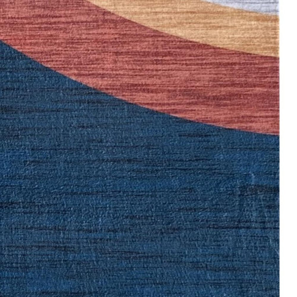 7' X 10' Navy Red and Orange Juvenile Rainbows Youthful Area Rug