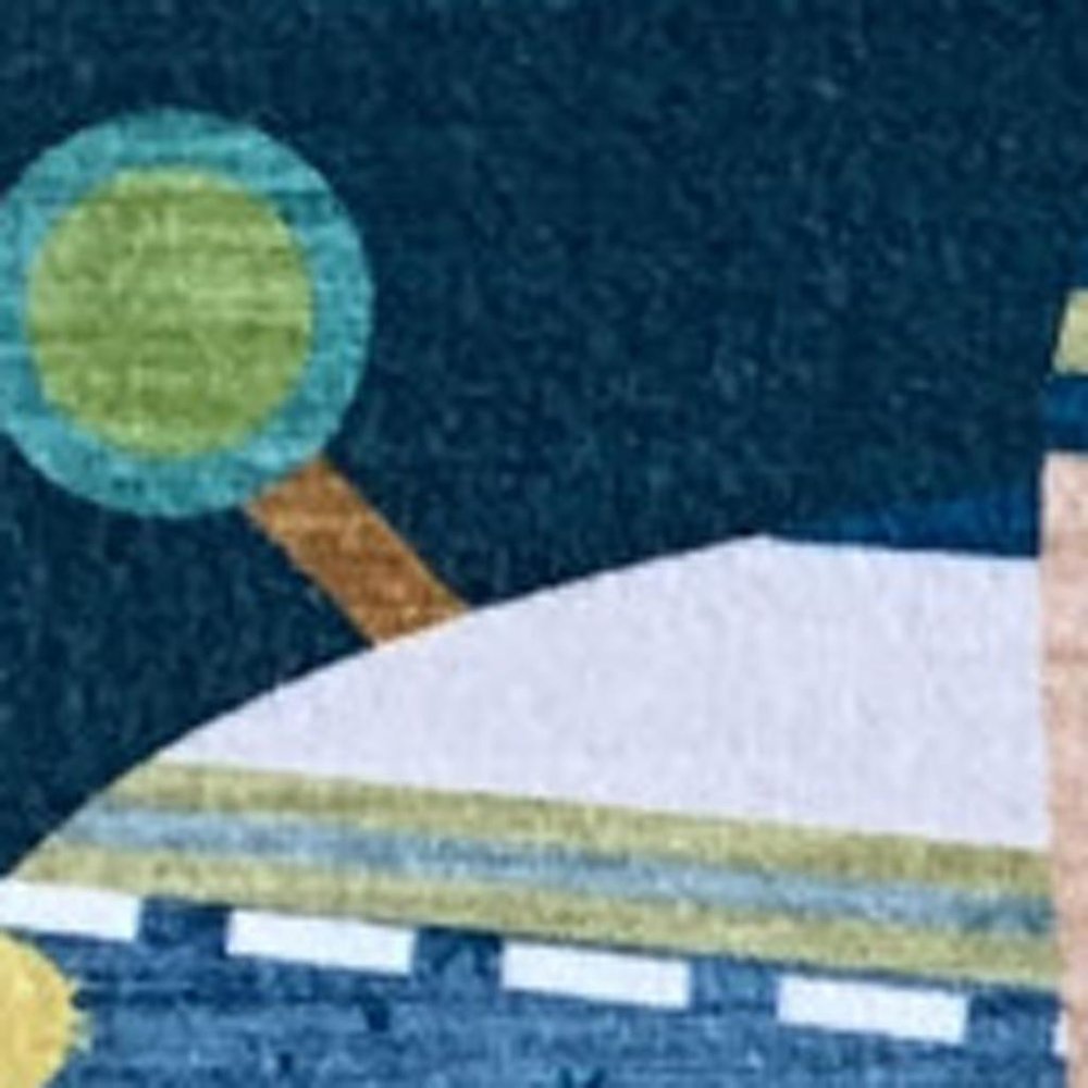 5' X 8' Navy Red and Orange Juvenile Airplanes Youthful Area Rug