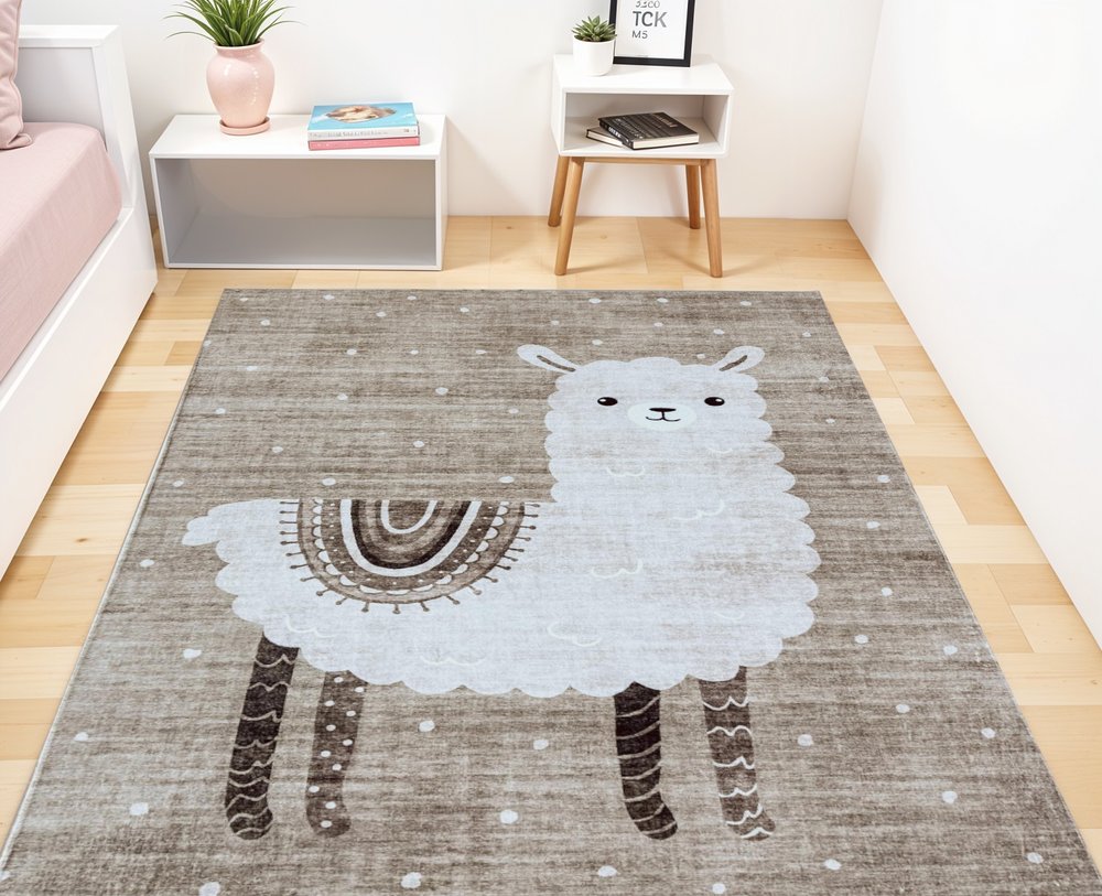 7' X 10' Brown and Beige Juvenile Animals Youthful Area Rug