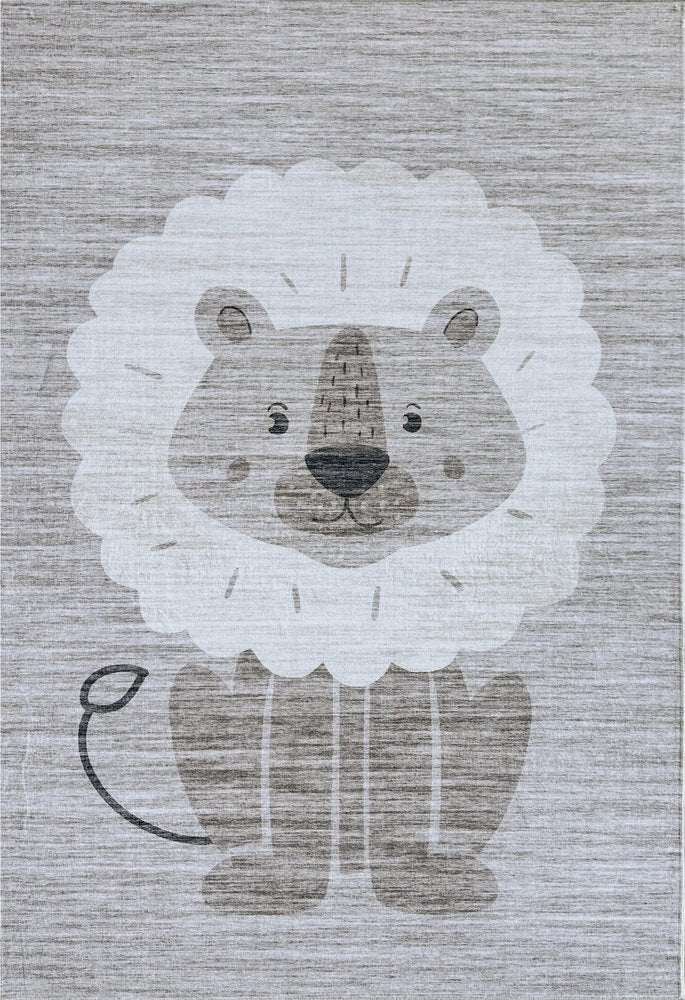 5' X 8' Beige and Gray Juvenile Animals Youthful Area Rug