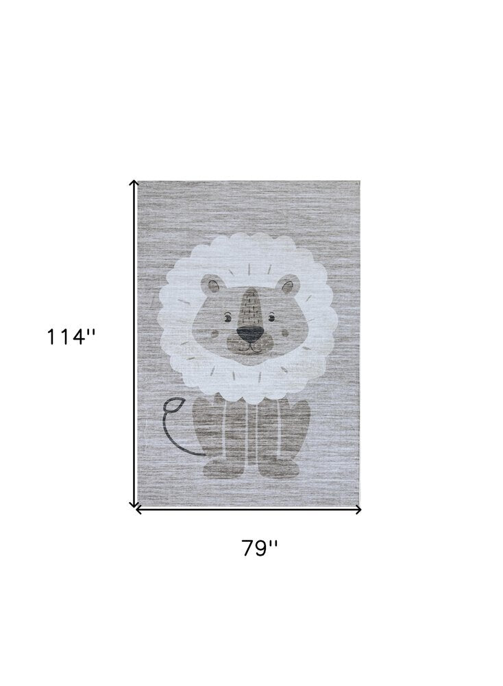 7' X 10' Beige and Gray Juvenile Animals Youthful Area Rug