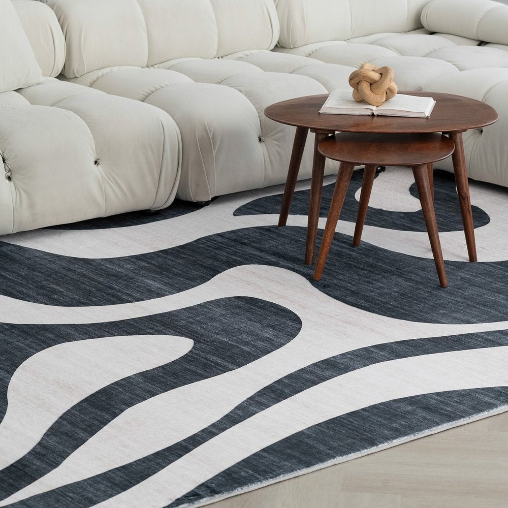 7' X 10' Black and White Zebra Print Area Rug
