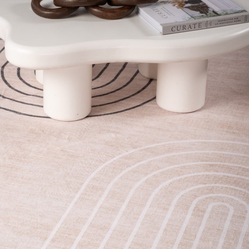 7' X 10' Beige Brown and Green Abstract Area Rug