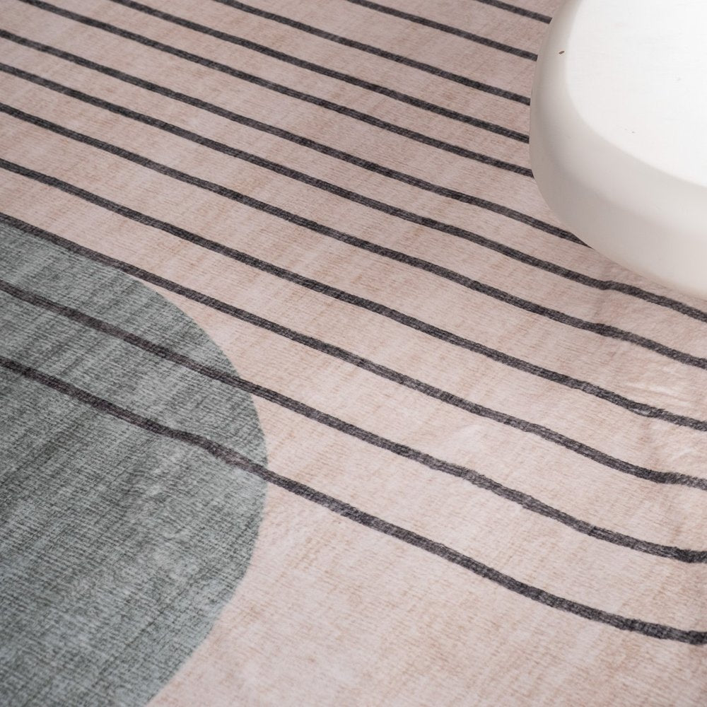 7' X 10' Beige Brown and Green Abstract Area Rug