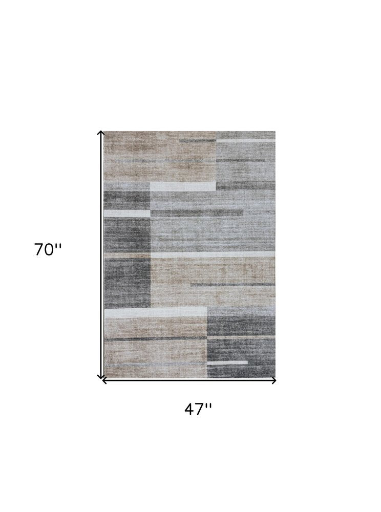 4' X 6' Gray and Brown Abstract Area Rug