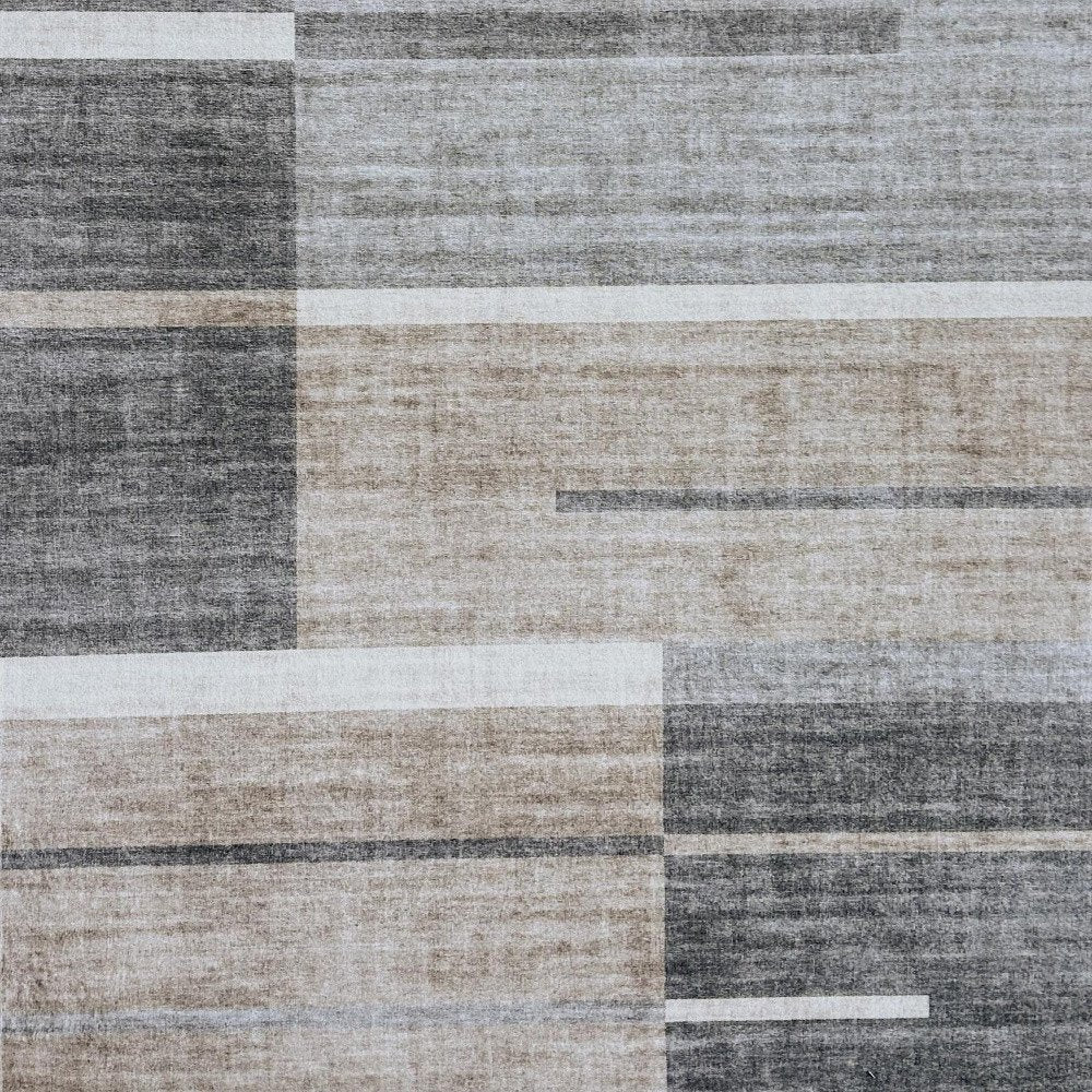 5' X 8' Gray and Brown Abstract Area Rug