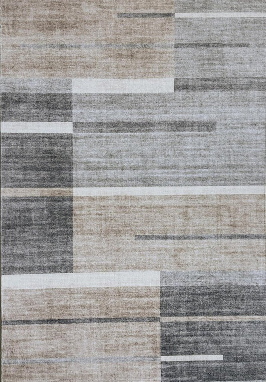 5' X 8' Gray and Brown Abstract Area Rug