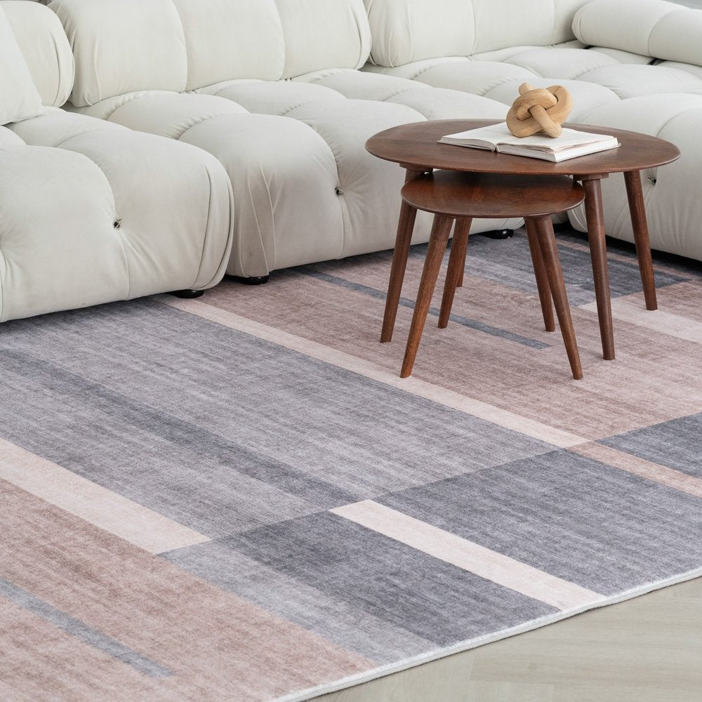 5' X 8' Gray and Brown Abstract Area Rug