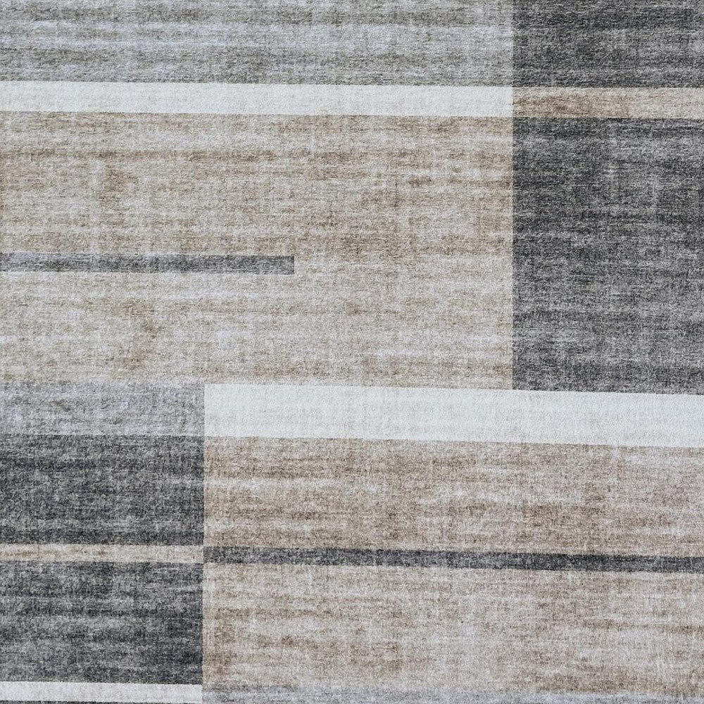 7' X 10' Gray and Brown Abstract Area Rug