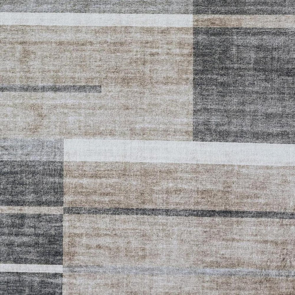 7' X 10' Gray and Brown Abstract Area Rug