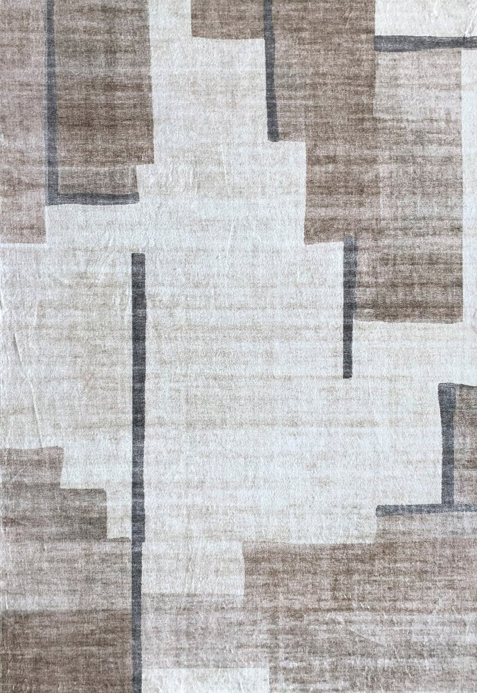 4' X 6' Beige and Brown Abstract Area Rug