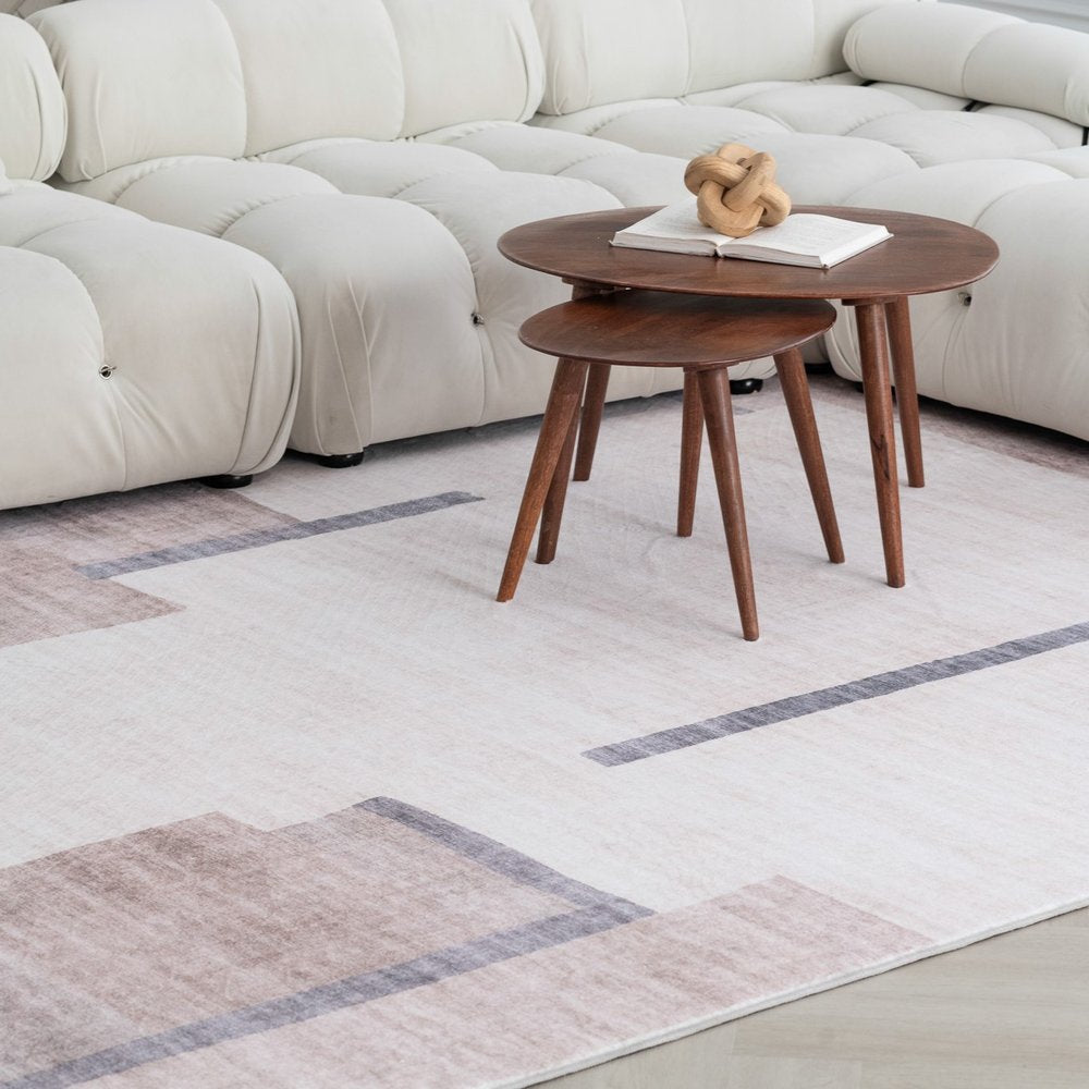 4' X 6' Beige and Brown Abstract Area Rug