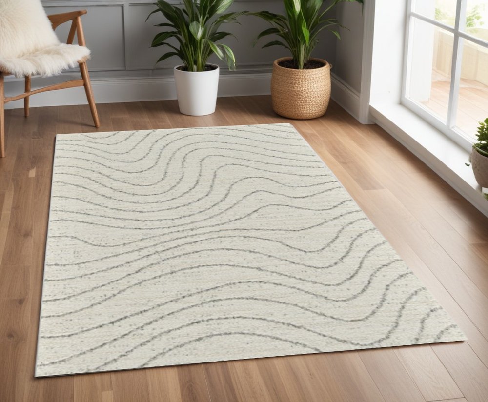 4' X 6' Cream and Beige Abstract Area Rug