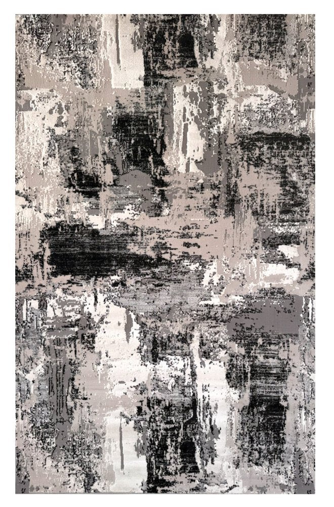 4' X 6' Black Gray and Beige Abstract Area Rug