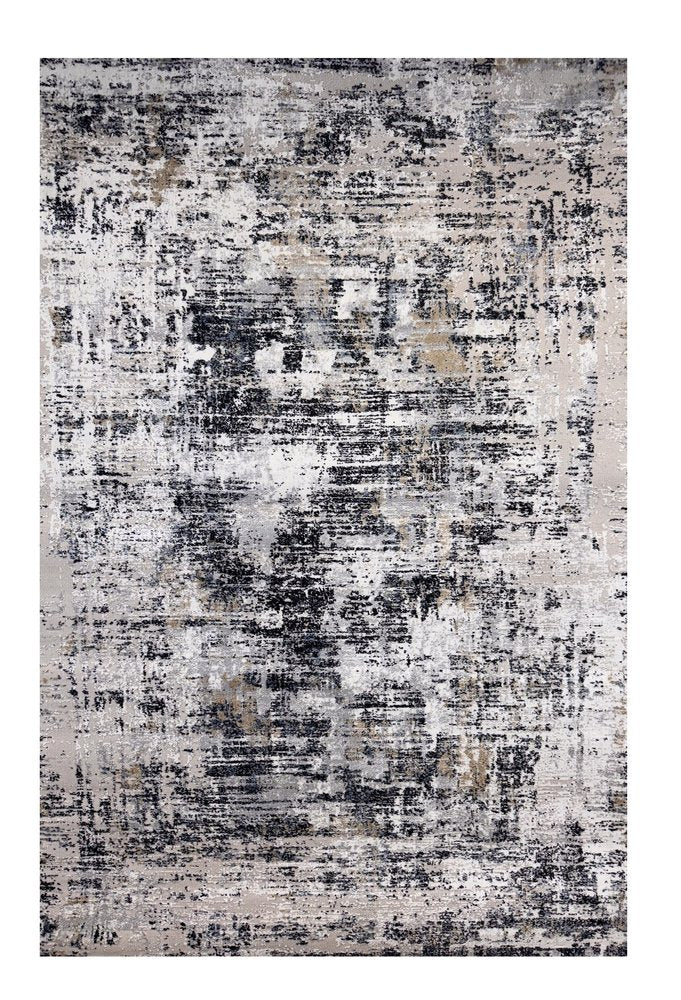 5' X 8' Beige Gray and White Abstract Area Rug