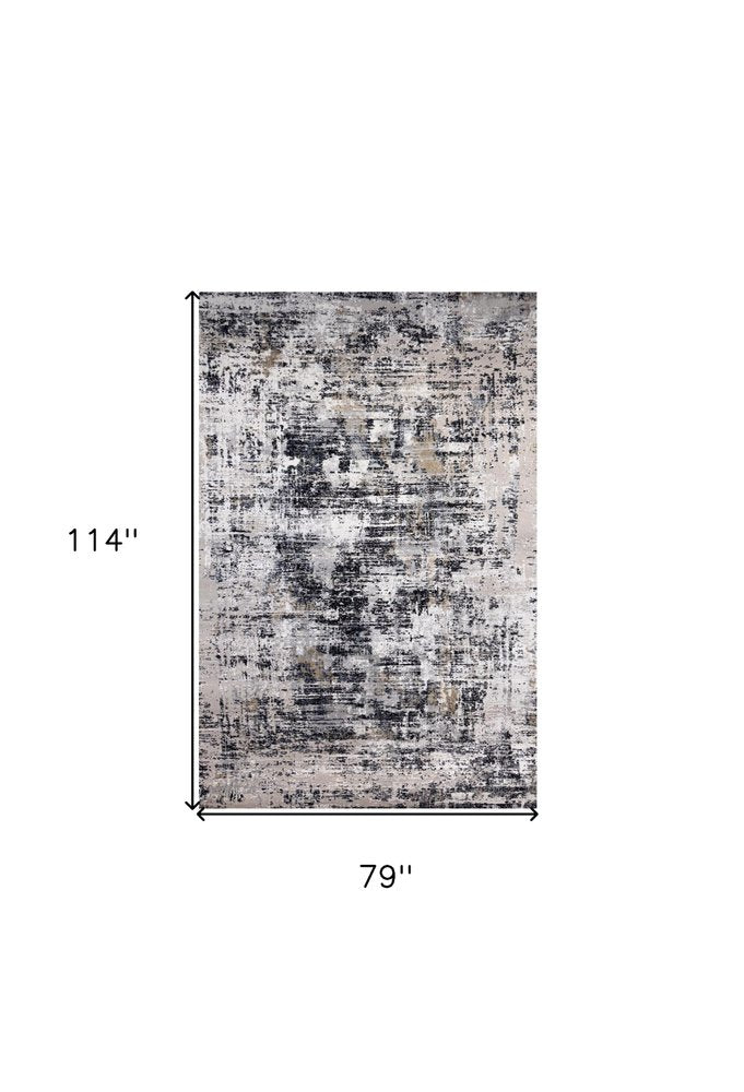7' X 10' Beige Gray and White Abstract Area Rug