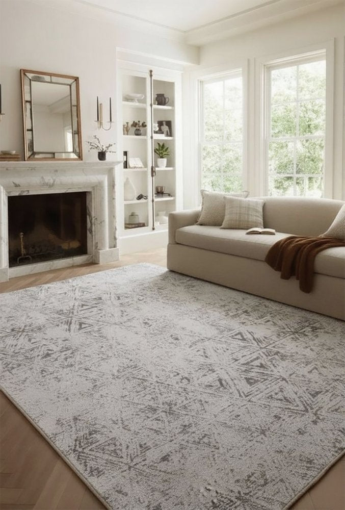 5' X 8' Cream and Beige Abstract Area Rug